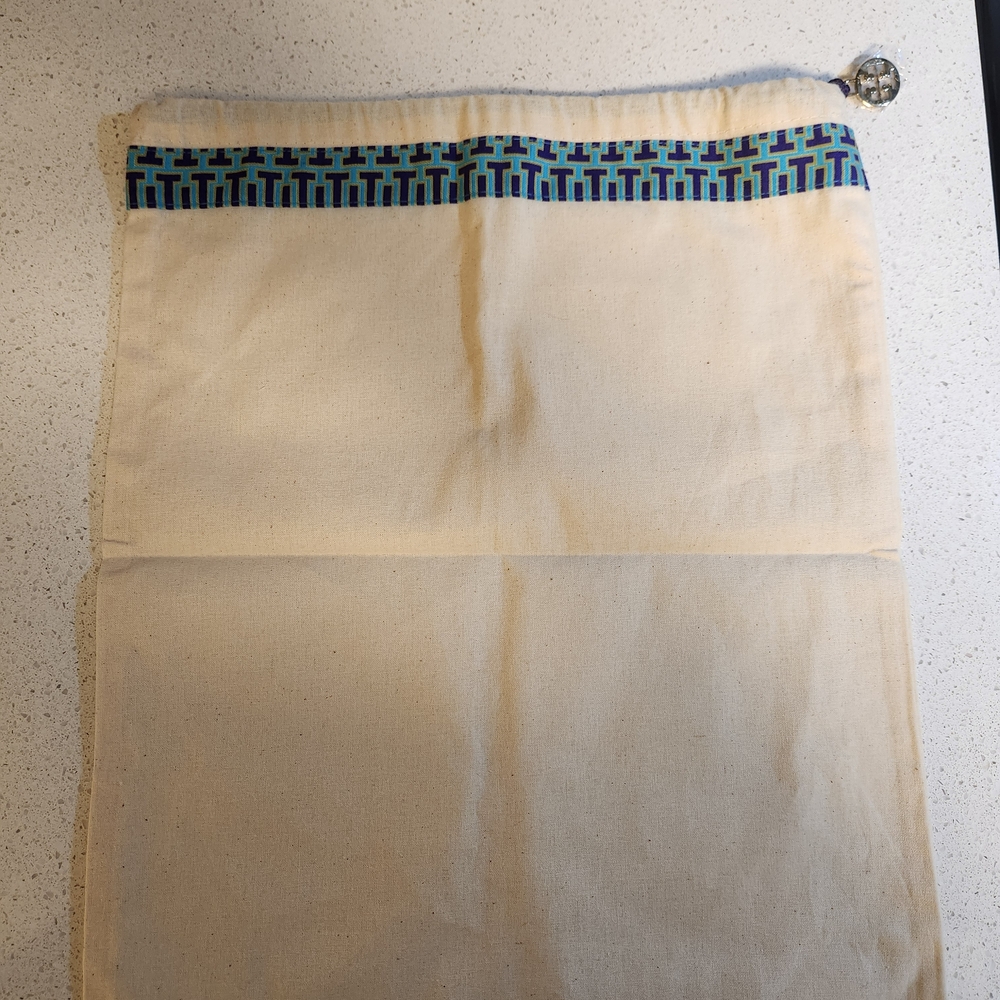 Tory Burch Cream Dust Bag with Blue and Teal Trim